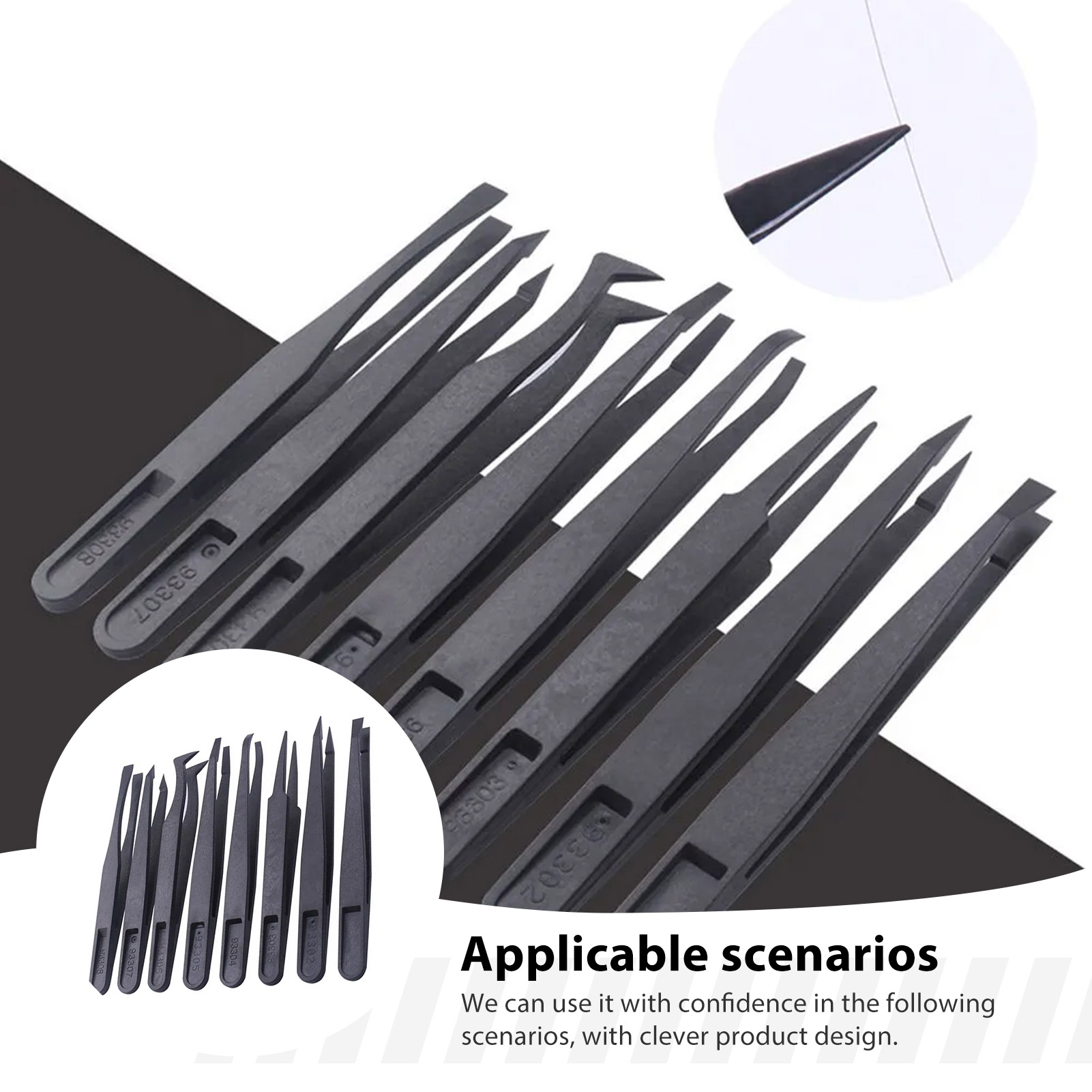 Model Kit Water Decal - 8pcs Carbon Fiber Tweezers Set Antistatic