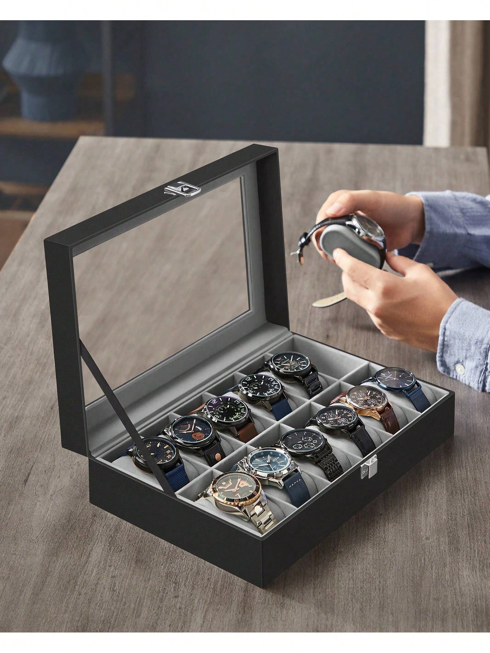 12-Slot Lockable Watch Box wit - Model Kit Display review and price